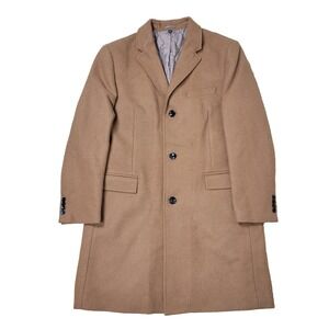 NWT J Crew Thompson Mens 44 Quilt Lined Brown Wool Blend 3 Button Overcoat